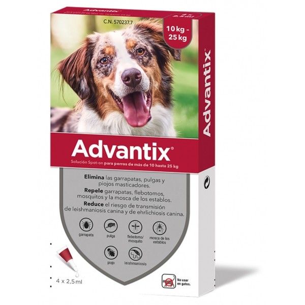 Advantix pipetas 10 a 25 kg, 4uni